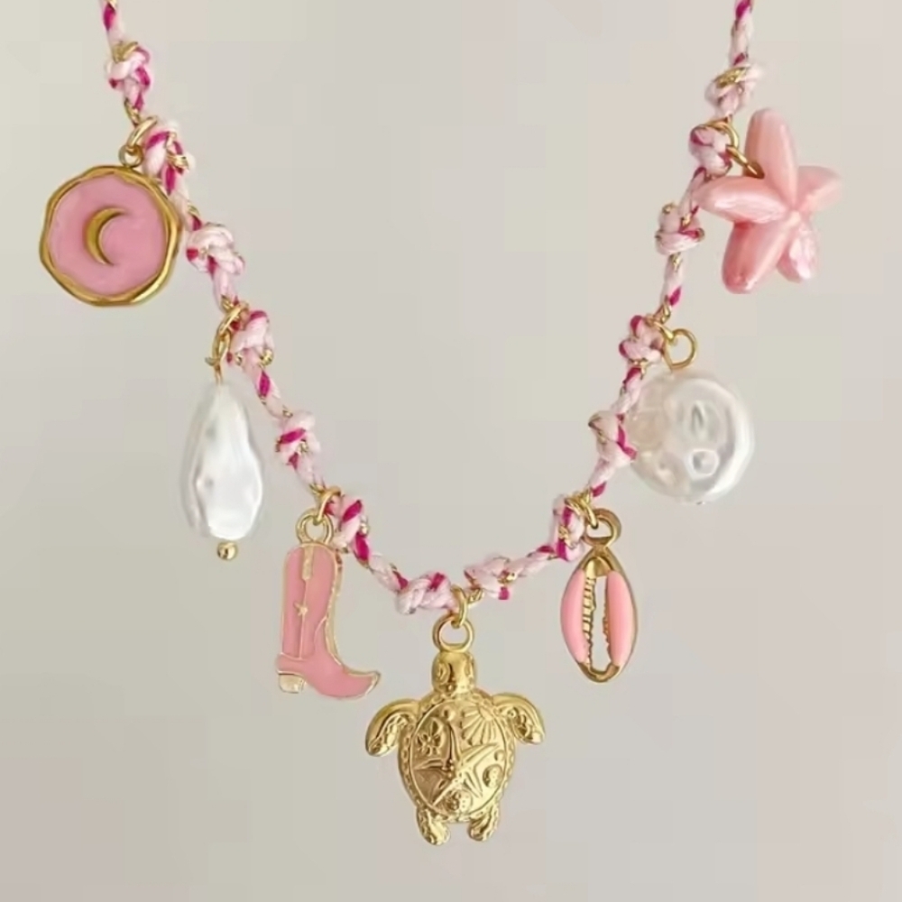 Pink Cord Charm Necklace | NWOT